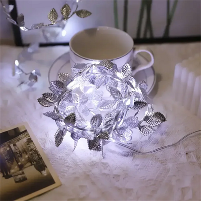 DecorBites™ Golden Silver Leaf Fairy Lights for Events