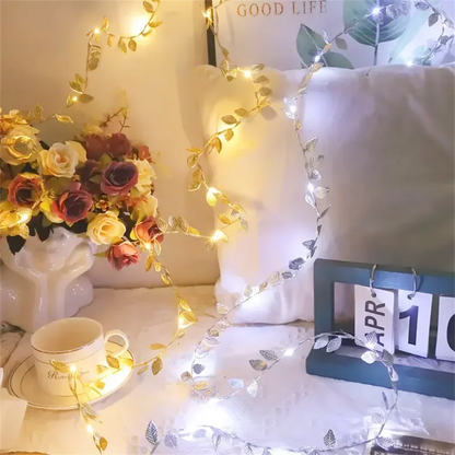 DecorBites™ Golden Silver Leaf Fairy Lights for Events