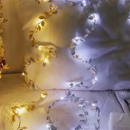 DecorBites™ Golden Silver Leaf Fairy Lights for Events
