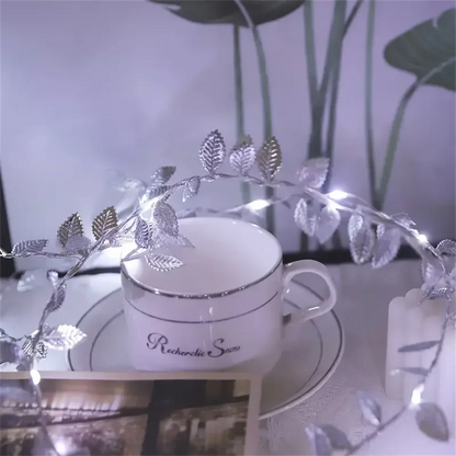 DecorBites™ Golden Silver Leaf Fairy Lights for Events