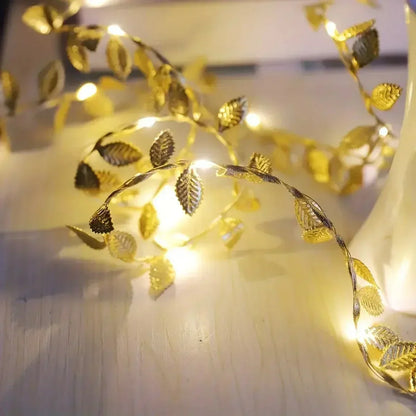 DecorBites™ Golden Silver Leaf Fairy Lights for Events