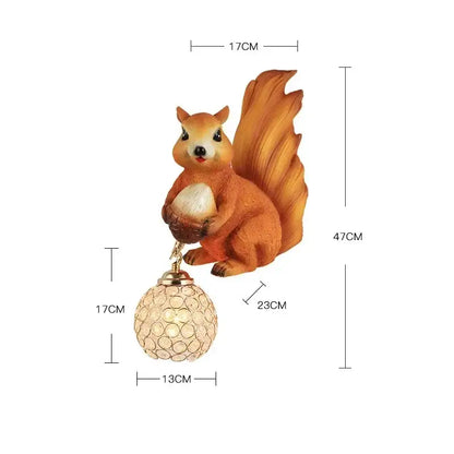 Golden squirrel cute squirrel wall lamps bedroom crystal globe decor