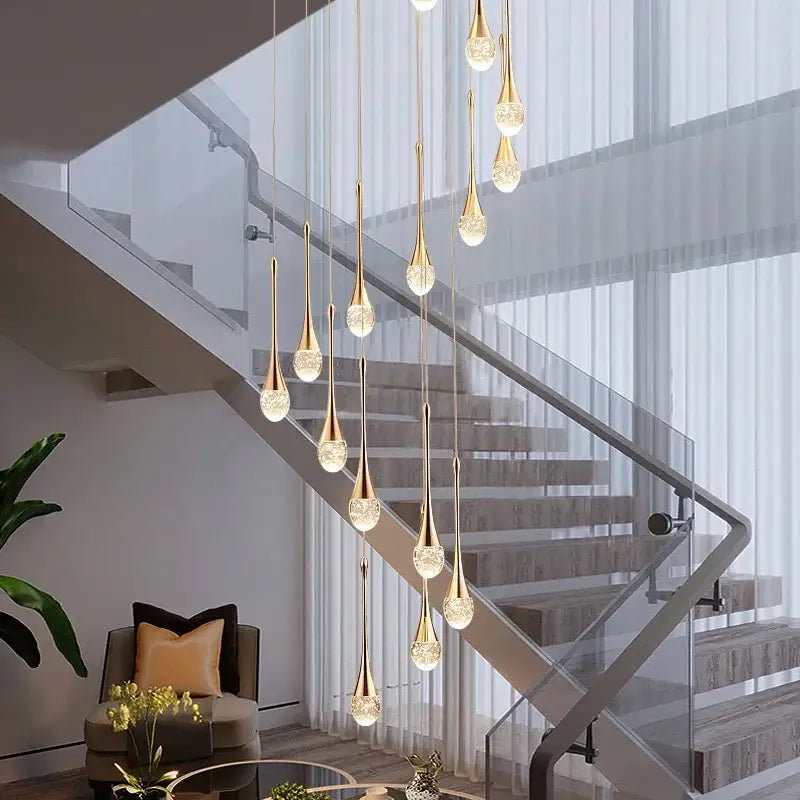 Golden teardrop crystal bubble ball pendant lights dining room decor
