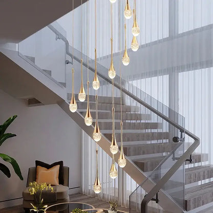 Golden teardrop crystal bubble ball pendant lights dining room decor