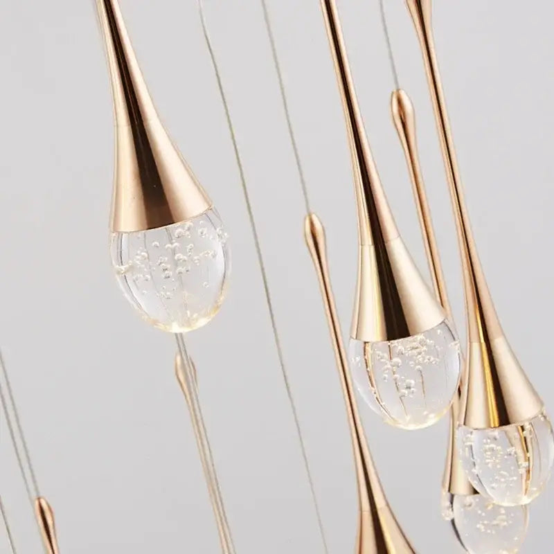 Golden teardrop crystal bubble ball pendant lights dining room decor