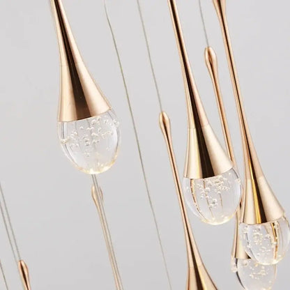 Golden teardrop crystal bubble ball pendant lights dining room decor