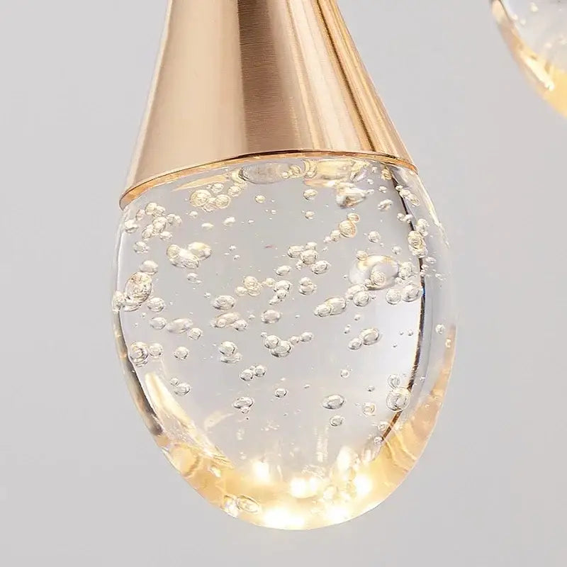 Golden teardrop crystal bubble ball pendant lights dining room decor