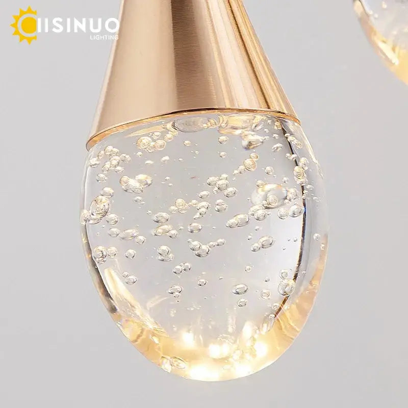 Golden teardrop crystal staircase chandelier for living room