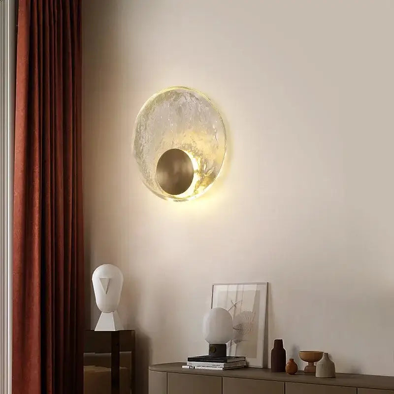 Golden textured elegance crystal wall lamp for bedroom living room