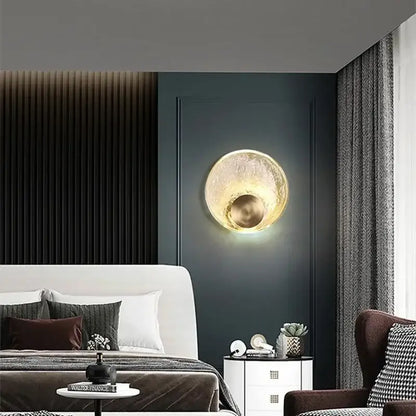 Golden textured elegance crystal wall lamp for bedroom living room
