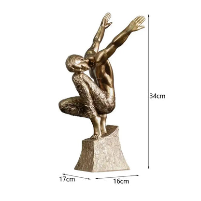 Golden thinker bodybuilder resin sculpture for office desk decor