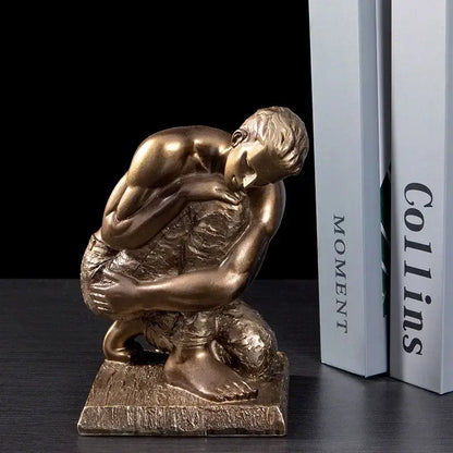Golden thinker bodybuilder resin sculpture for office desk decor