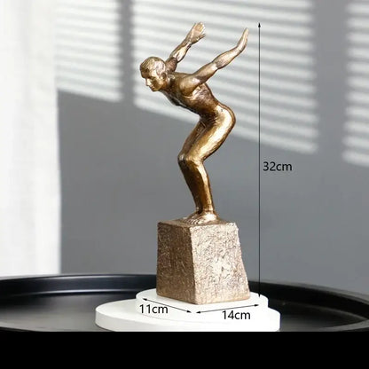 Golden thinker bodybuilder resin sculpture for office desk decor