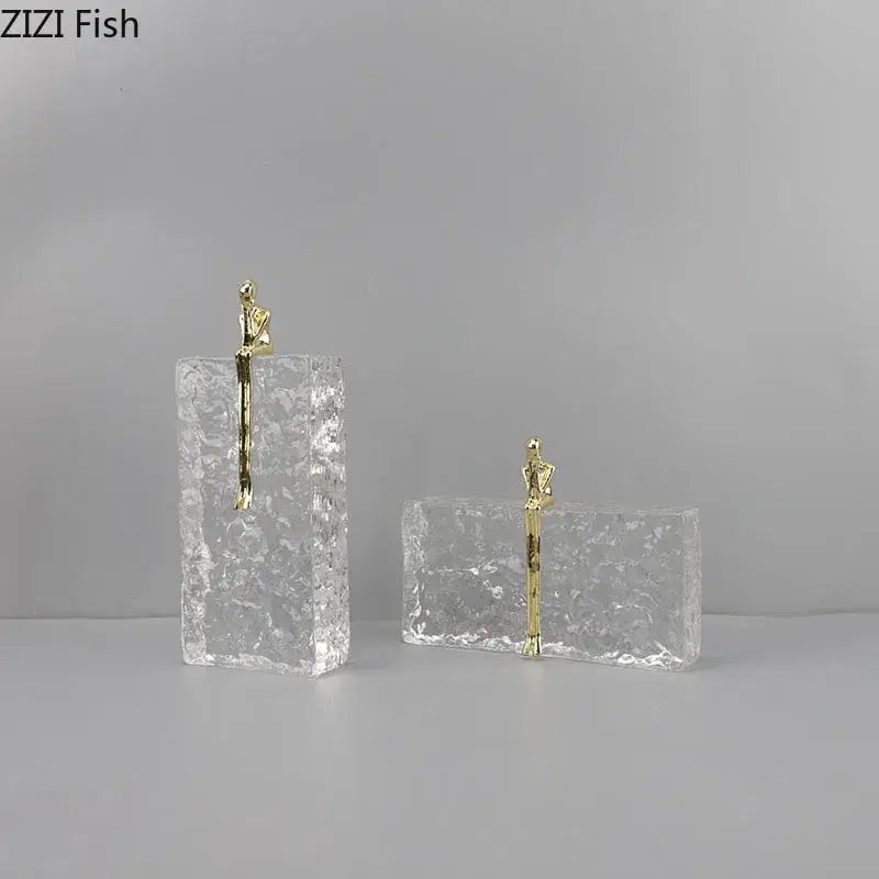Golden thinker ice crystal sculpture living room gold abstract decor