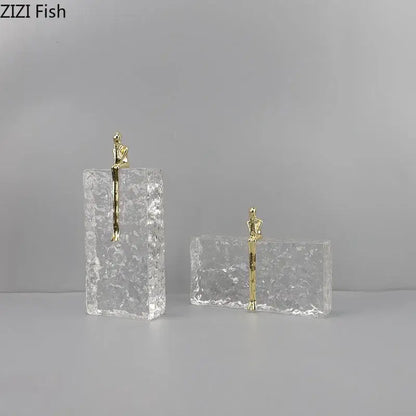 Golden thinker ice crystal sculpture living room gold abstract decor