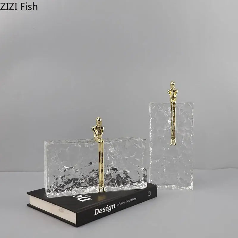 Golden thinker ice crystal sculpture living room gold abstract decor