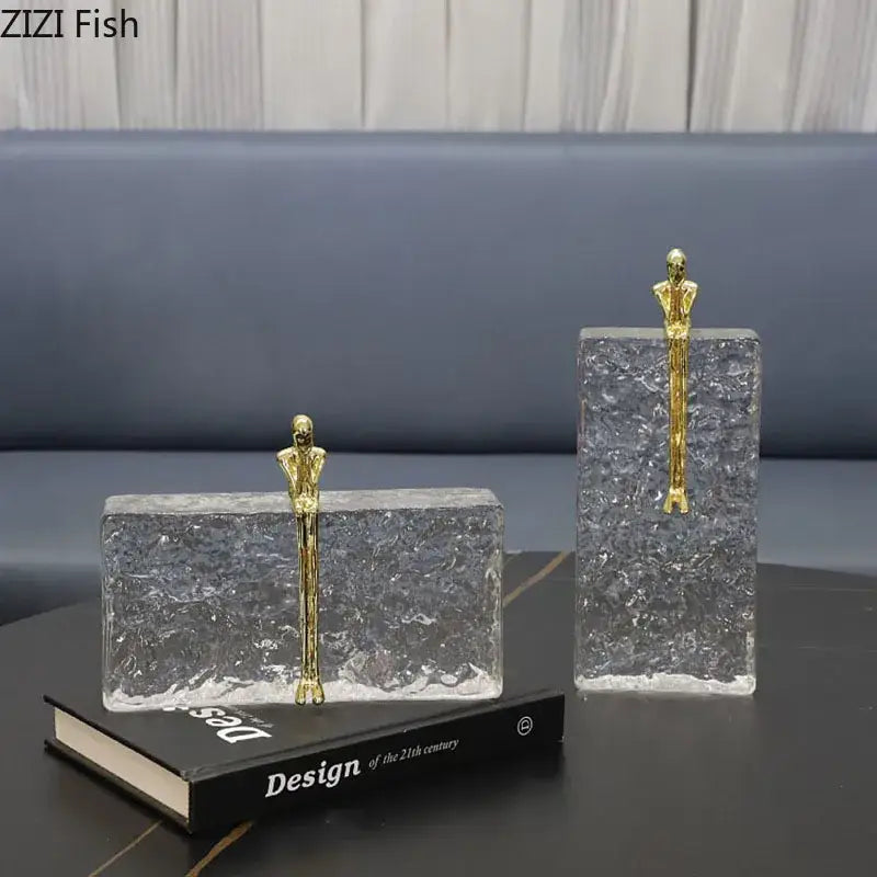 Golden thinker ice crystal sculpture living room gold abstract decor