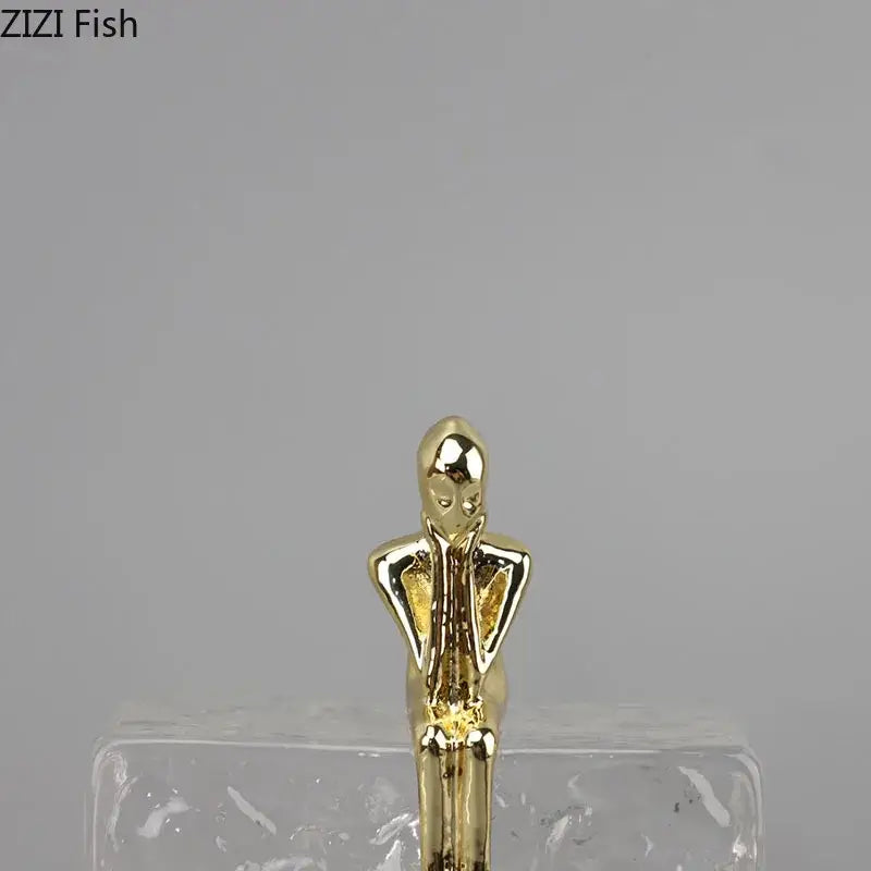 Golden thinker ice crystal sculpture living room gold abstract decor