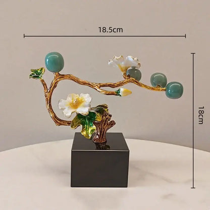 Golden tree plum blossom porcelain sculpture living room decor