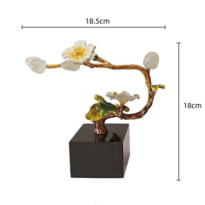 Golden tree plum blossom porcelain sculpture living room decor