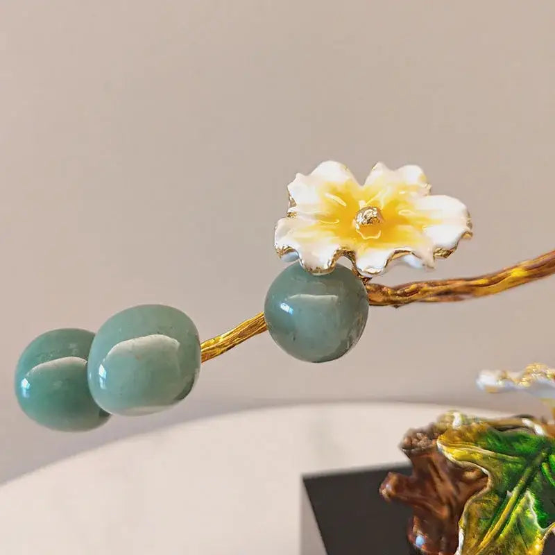Golden tree plum blossom porcelain sculpture living room decor