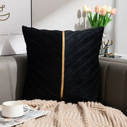 Golden velvet patchwork cushion cover set of 6 for living room