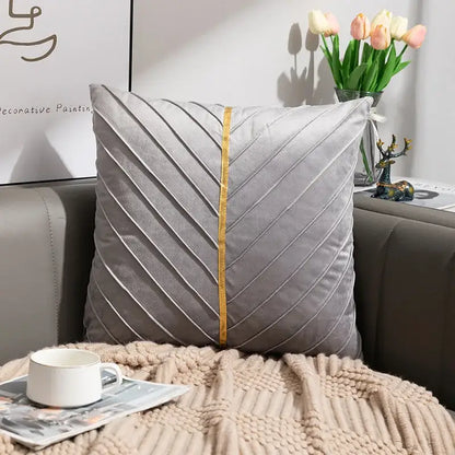 Golden velvet patchwork cushion cover set of 6 for living room