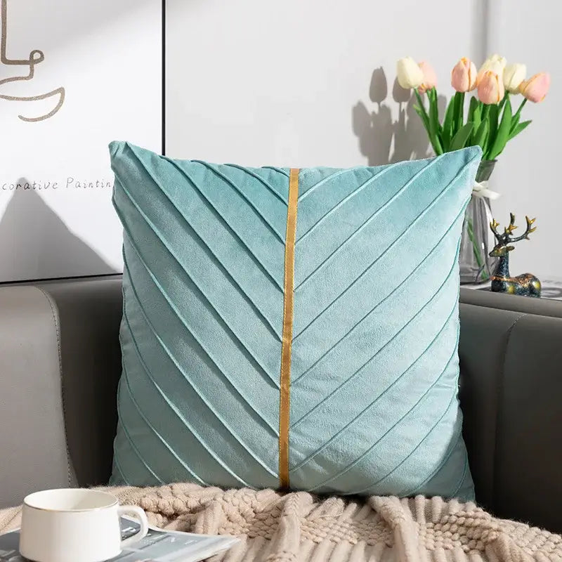 Golden velvet patchwork cushion cover set of 6 for living room