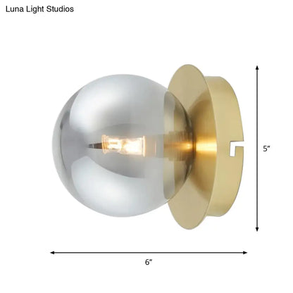 DecorBites™ Golden Wall Sconce Light with Smoky Grey Glass Shade - Simple & Elegant Single Bedroom Fixture