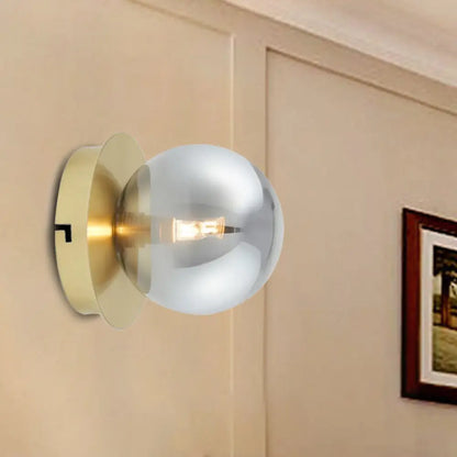 DecorBites™ Golden Wall Sconce Light with Smoky Grey Glass Shade - Simple & Elegant Single Bedroom Fixture