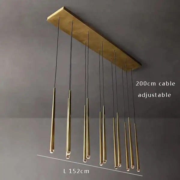 Golden water drop ceiling chandelier living room crystal pendant light