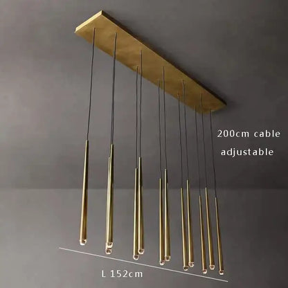 Golden water drop ceiling chandelier living room crystal pendant light