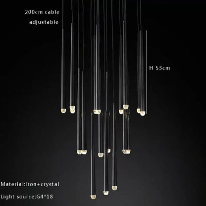 Golden water drop ceiling chandelier living room crystal pendant light