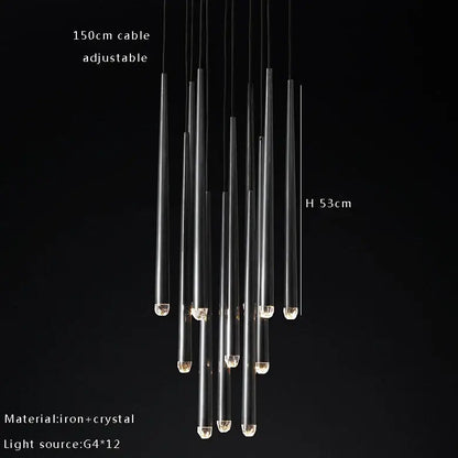 Golden water drop ceiling chandelier living room crystal pendant light