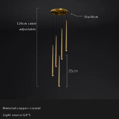 Golden water drop ceiling chandelier living room crystal pendant light