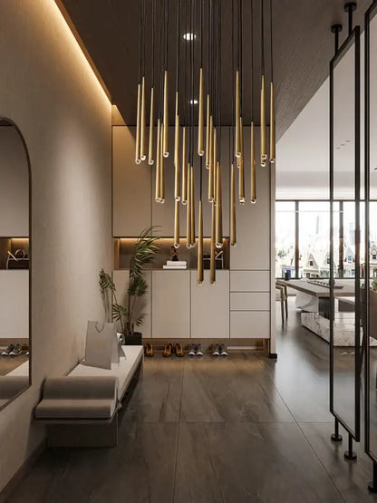 Golden water drop ceiling chandelier living room crystal pendant light