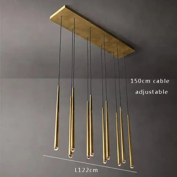 Golden water drop ceiling chandelier living room crystal pendant light