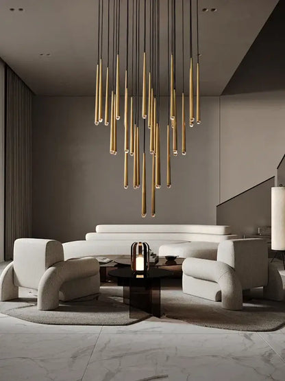 Golden water drop ceiling chandelier living room crystal pendant light