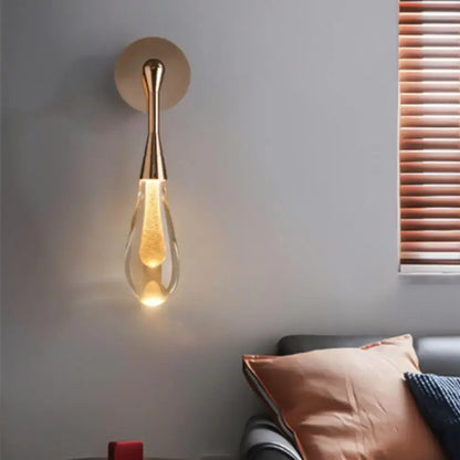 Golden water droplets crystal wall lights bedroom sconce