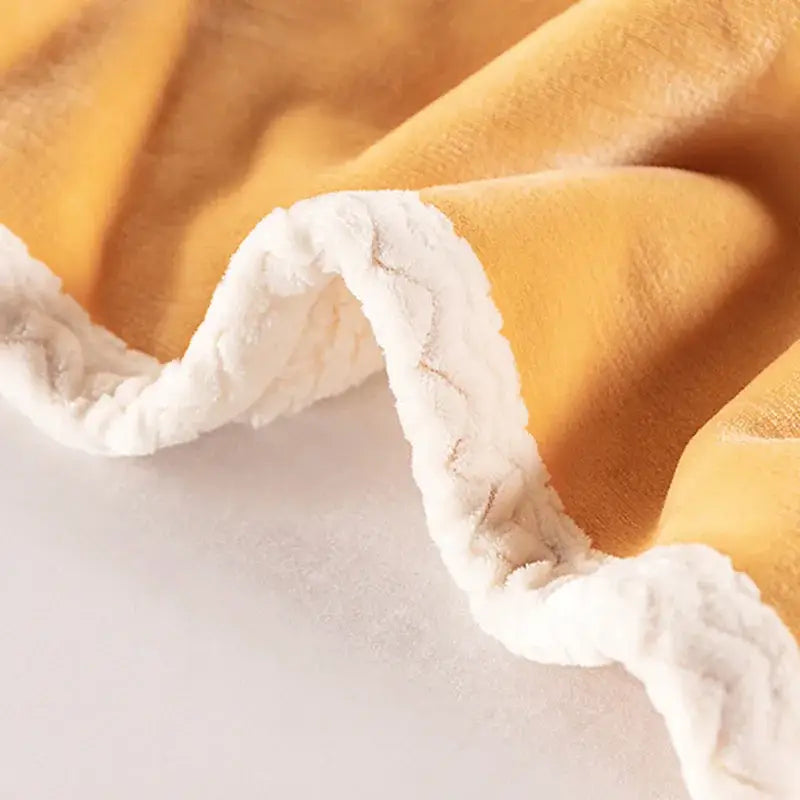 Golden & white double-layer velvet sofa blanket bedroom throw