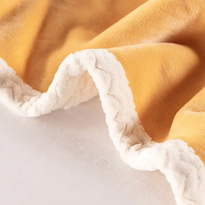 Golden & white double-layer velvet sofa blanket bedroom throw