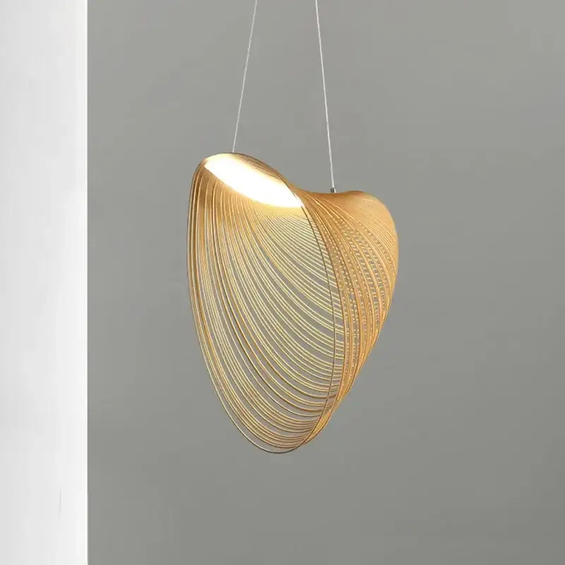 Golden wire mesh bamboo pendant light chandelier dining room