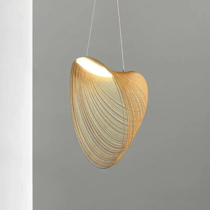 Golden wire mesh bamboo pendant light chandelier dining room