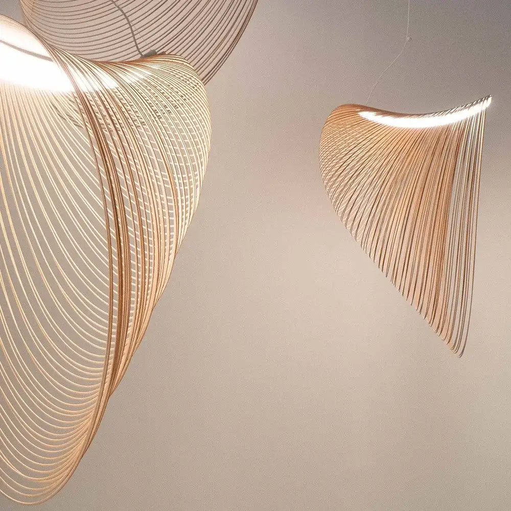 Golden woven nest led pendant chandelier for dining room
