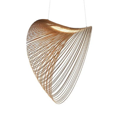 Golden woven nest led pendant chandelier for dining room