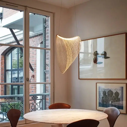 Golden woven nest led pendant chandelier for dining room