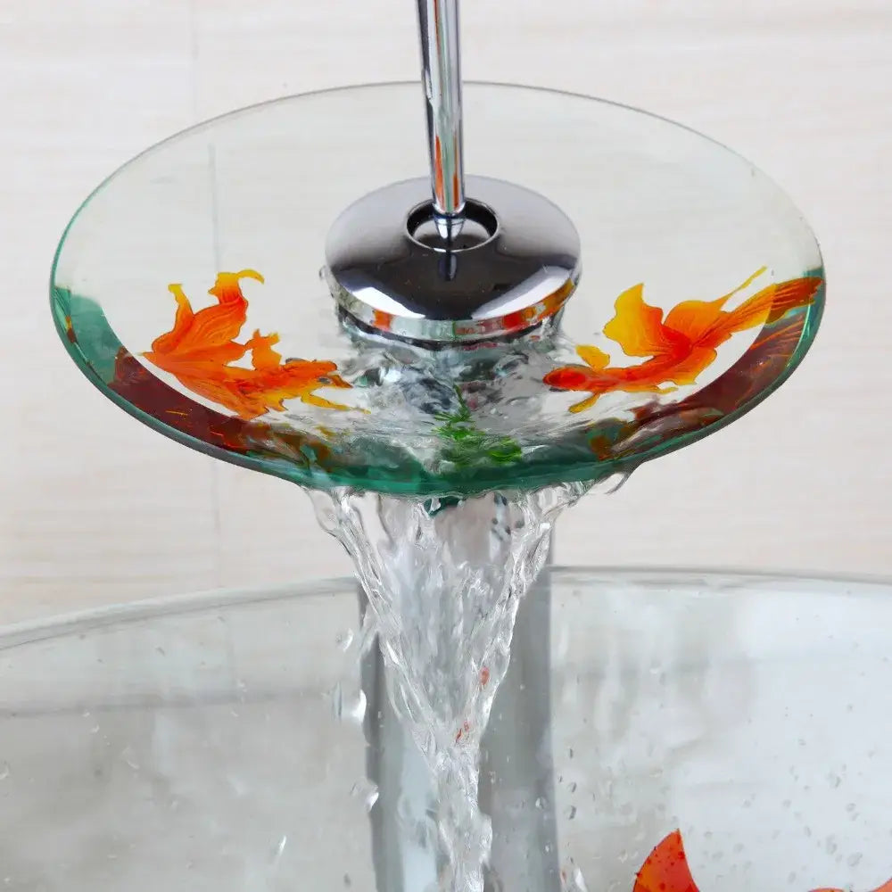 Goldfish glass waterfall faucet chrome bathroom sink mixer tap