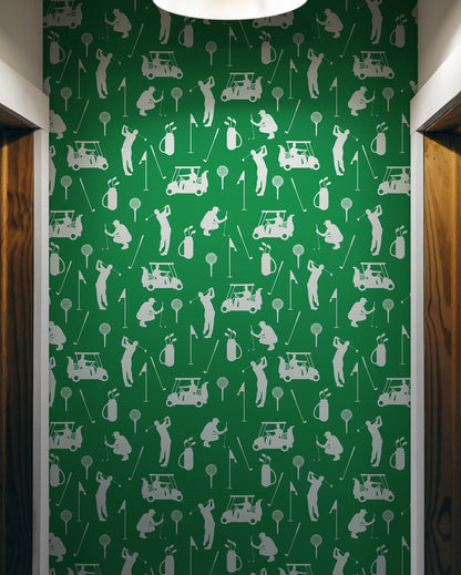 Golf Pattern Green Wallpaper Mural. #6746