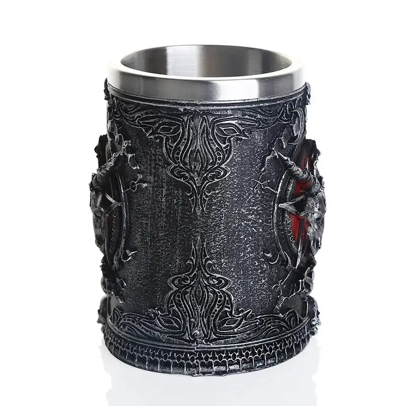 Gothic baphomet resin stainless steel tankard bar decor