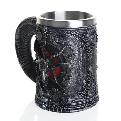 Gothic baphomet resin stainless steel tankard bar decor